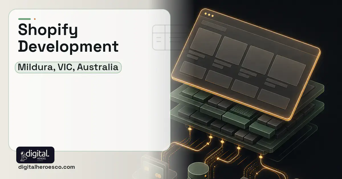 Shopify Development product interface illustration for Mildura, VIC, Australia.