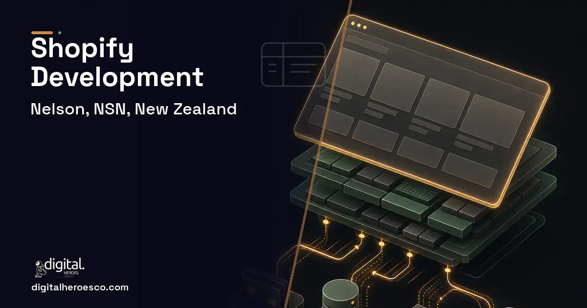 Shopify Development product interface illustration for Nelson, NSN, New Zealand.