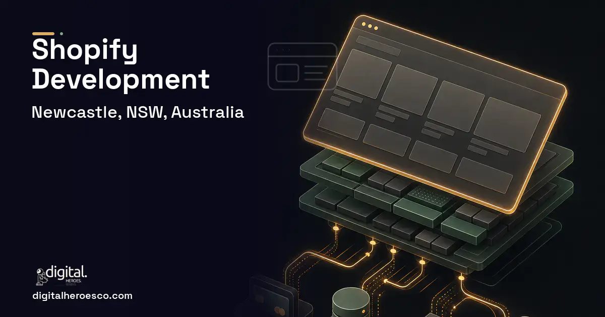 Shopify Development product interface illustration for Newcastle, NSW, Australia.