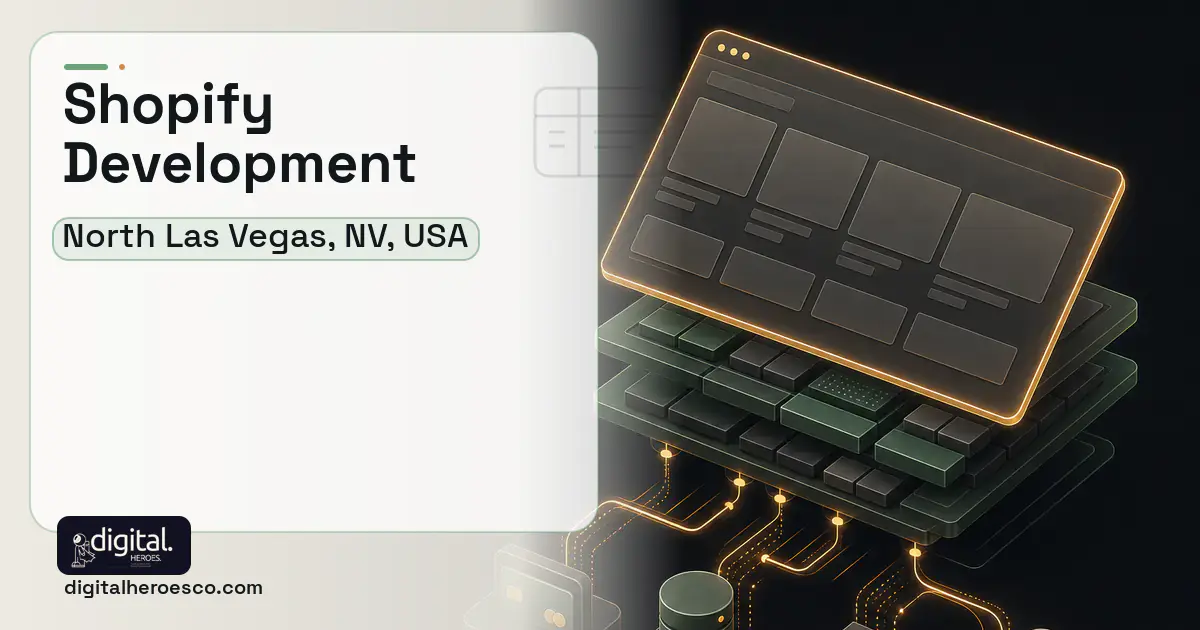 Shopify Development product interface illustration for North Las Vegas, NV, USA.