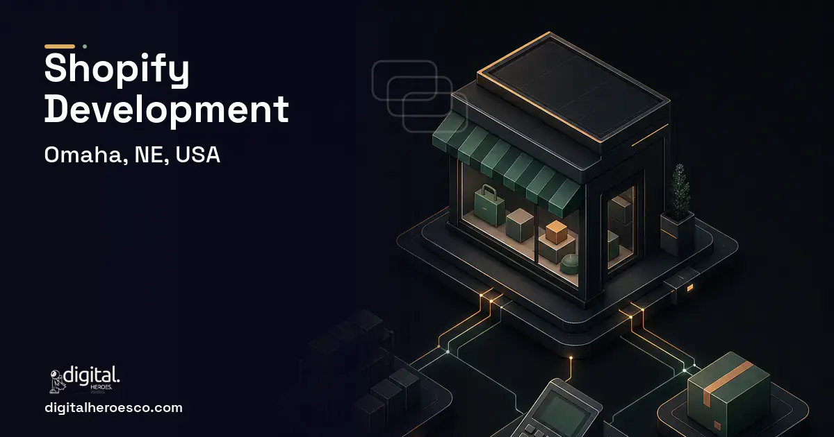 Shopify Development software overview illustration for Omaha, NE, USA.