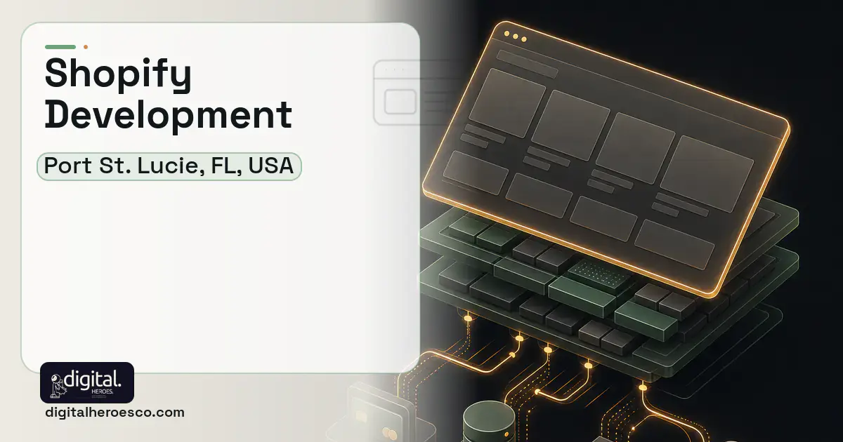 Shopify Development product interface illustration for Port St. Lucie, FL, USA.