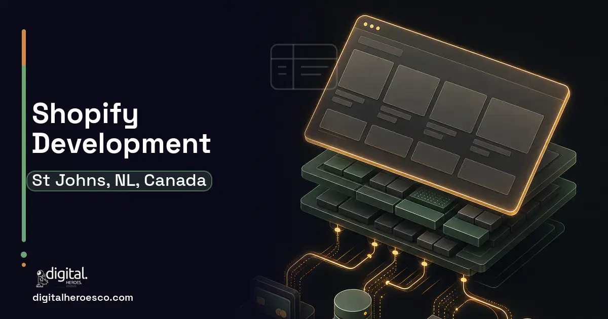 Shopify Development product interface illustration for St Johns, NL, Canada.