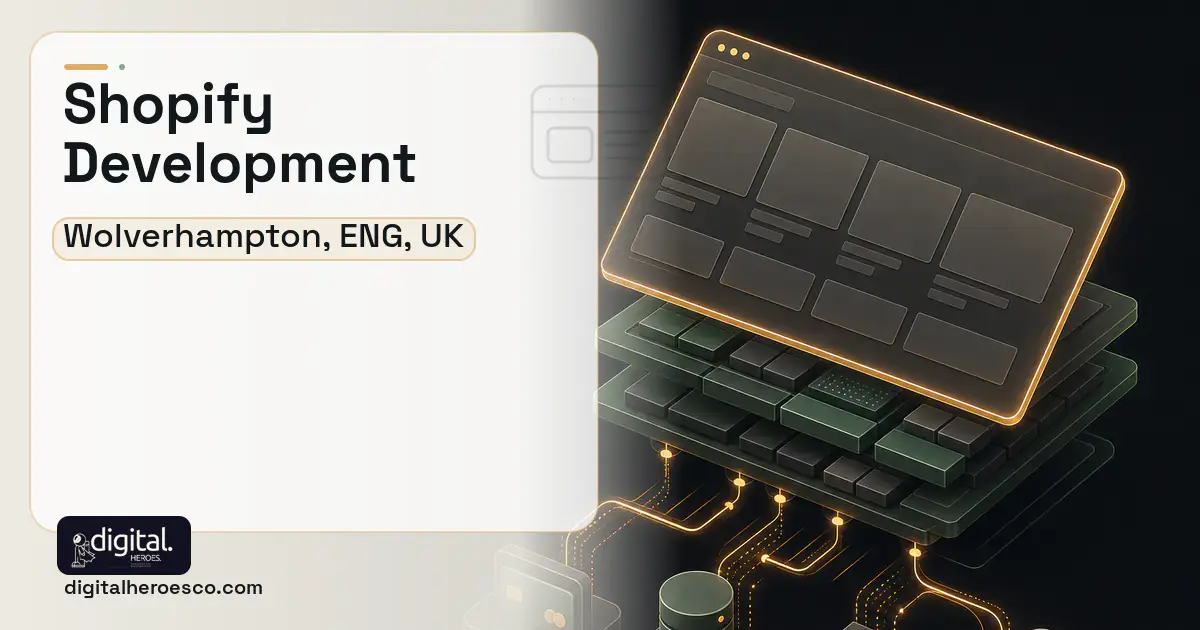 Shopify Development product interface illustration for Wolverhampton, ENG, UK.