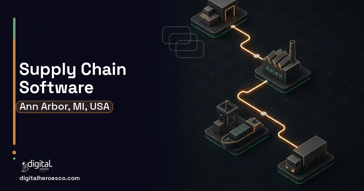 Supply Chain Software software overview illustration for Ann Arbor, MI, USA.