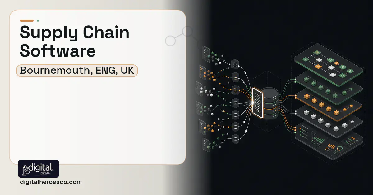 Supply Chain Software workflow illustration for Bournemouth, ENG, UK.