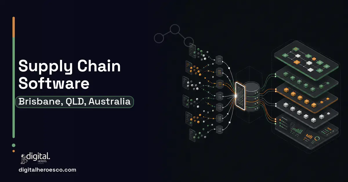 Supply Chain Software workflow illustration for Brisbane, QLD, Australia.