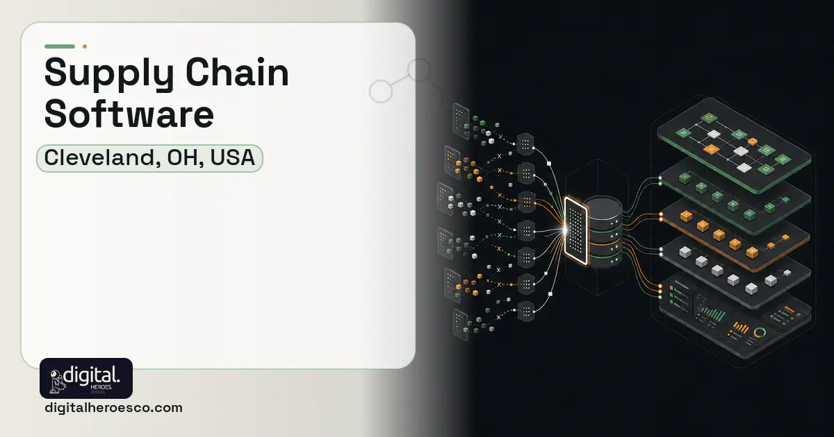 Supply Chain Software workflow illustration for Cleveland, OH, USA.