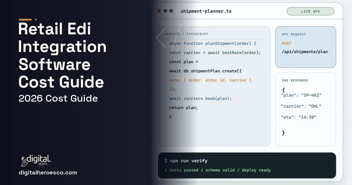 Supply Chain Software code editor and API illustration for Retail EDI Integration Software Cost Guide.