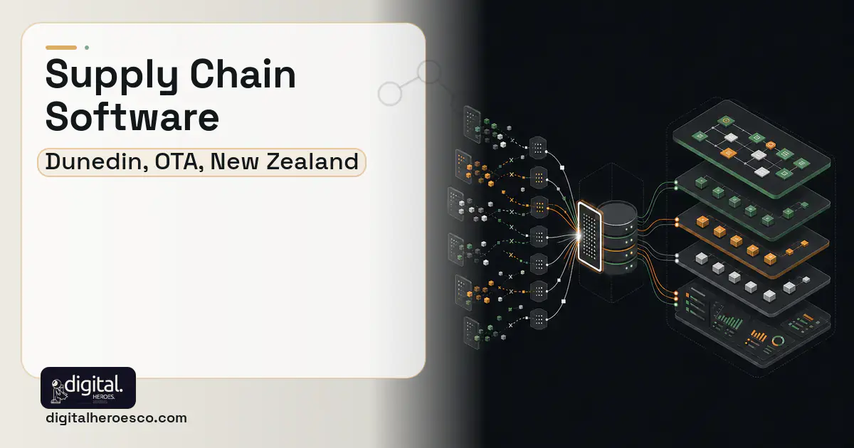 Supply Chain Software workflow illustration for Dunedin, OTA, New Zealand.
