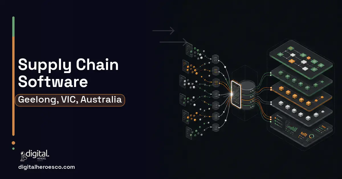 Supply Chain Software workflow illustration for Geelong, VIC, Australia.