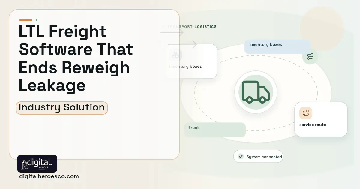 LTL Freight software visual showing truck, inventory boxes, and service route.