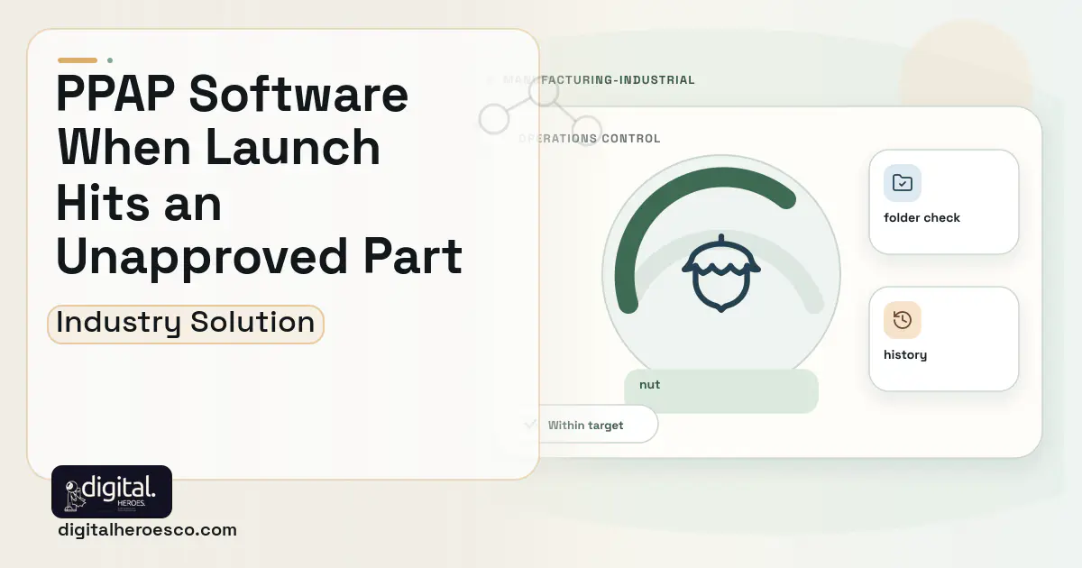 Supplier Quality Ppap software visual showing nut, folder check, and history.