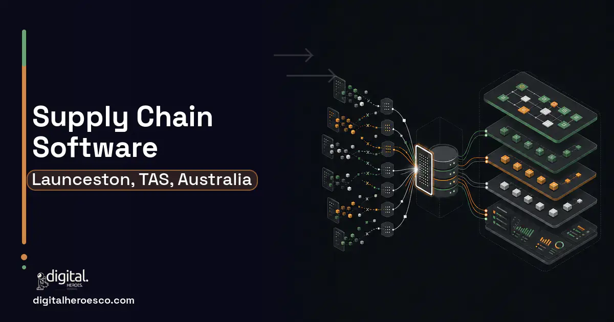 Supply Chain Software workflow illustration for Launceston, TAS, Australia.
