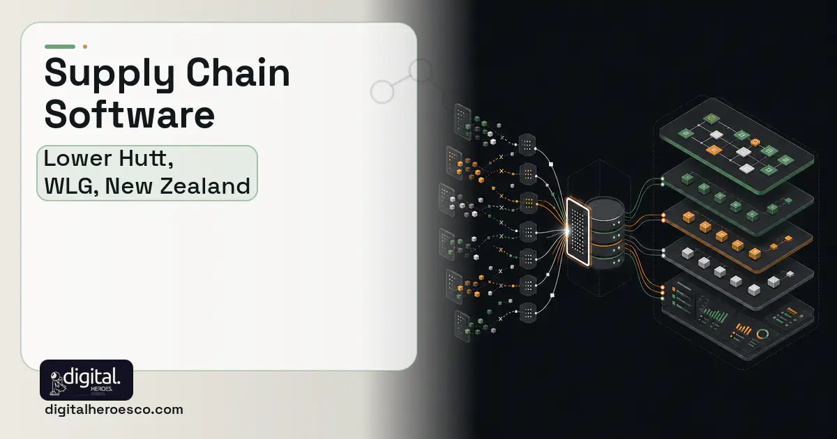 Supply Chain Software workflow illustration for Lower Hutt, WLG, New Zealand.