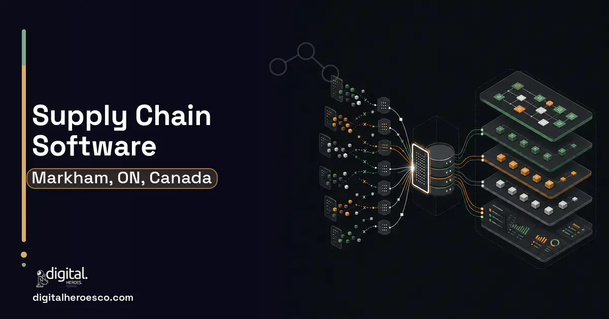 Supply Chain Software workflow illustration for Markham, ON, Canada.