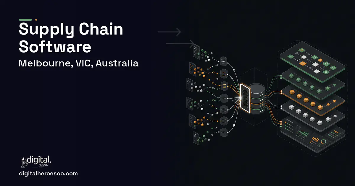 Supply Chain Software workflow illustration for Melbourne, VIC, Australia.