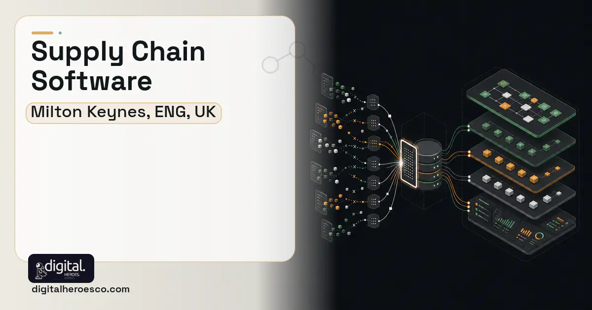 Supply Chain Software workflow illustration for Milton Keynes, ENG, UK.