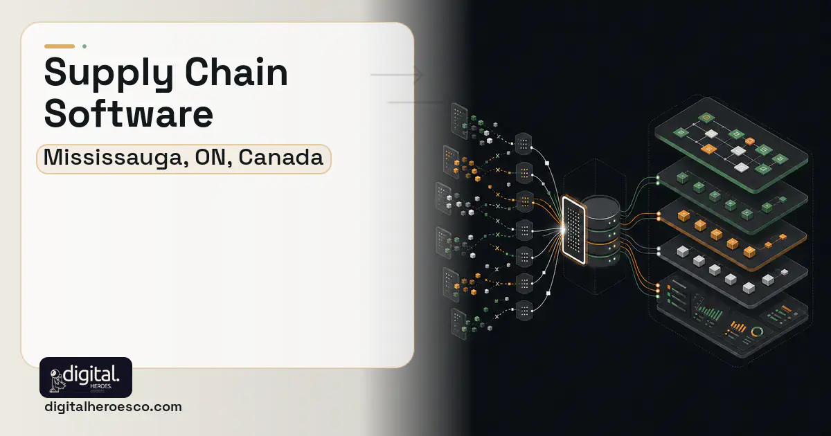 Supply Chain Software workflow illustration for Mississauga, ON, Canada.
