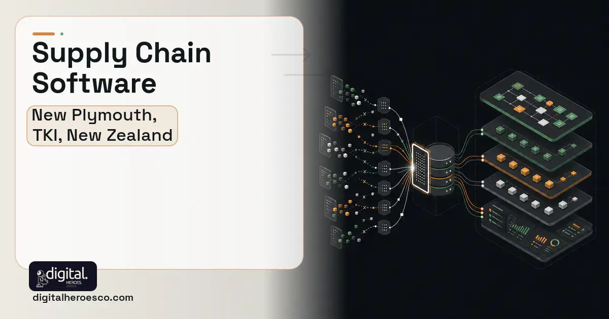 Supply Chain Software workflow illustration for New Plymouth, TKI, New Zealand.