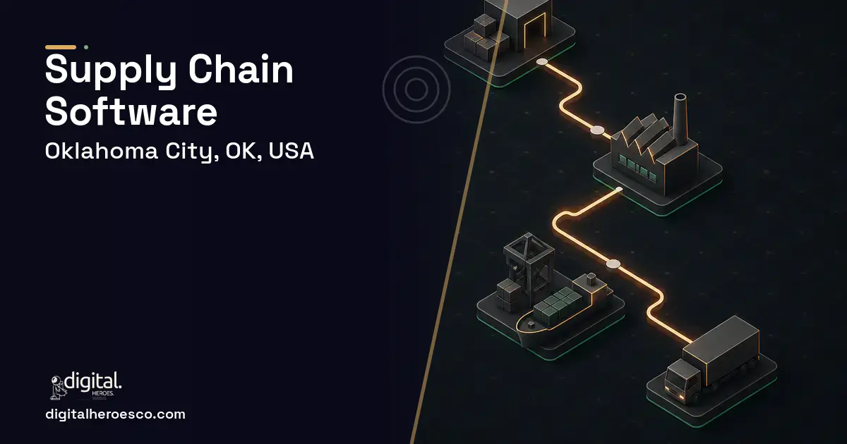 Supply Chain Software software overview illustration for Oklahoma City, OK, USA.