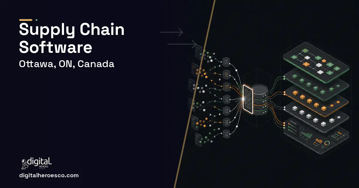 Supply Chain Software workflow illustration for Ottawa, ON, Canada.