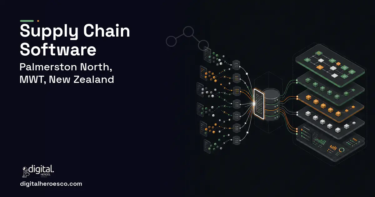 Supply Chain Software workflow illustration for Palmerston North, MWT, New Zealand.