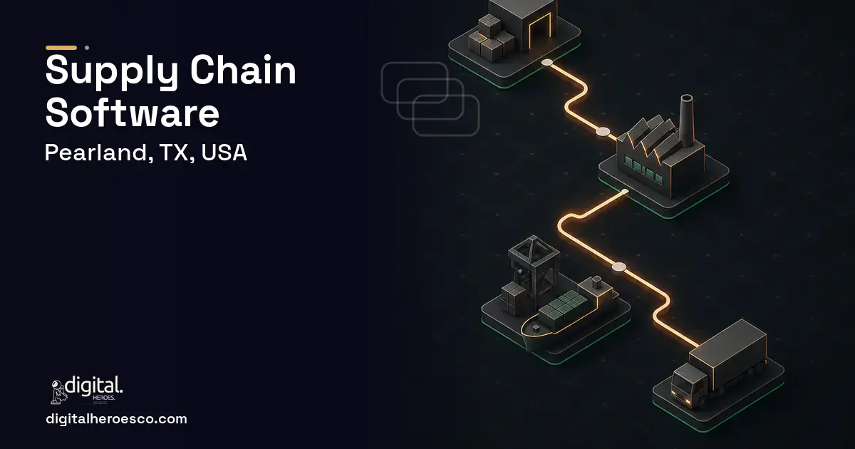 Supply Chain Software software overview illustration for Pearland, TX, USA.