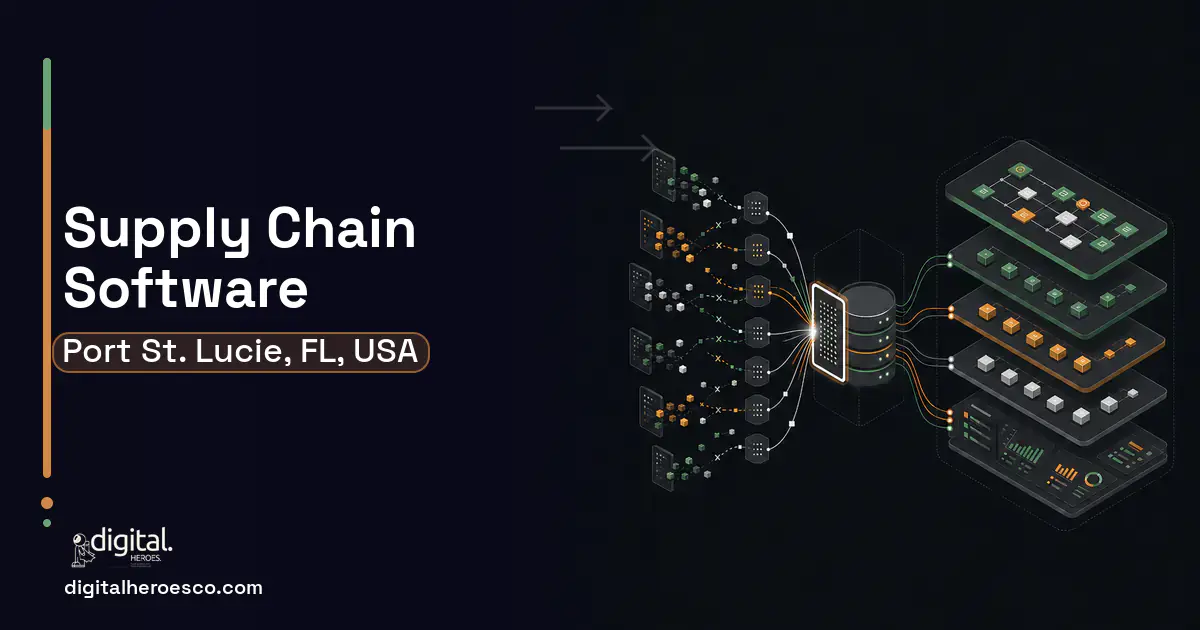 Supply Chain Software workflow illustration for Port St. Lucie, FL, USA.