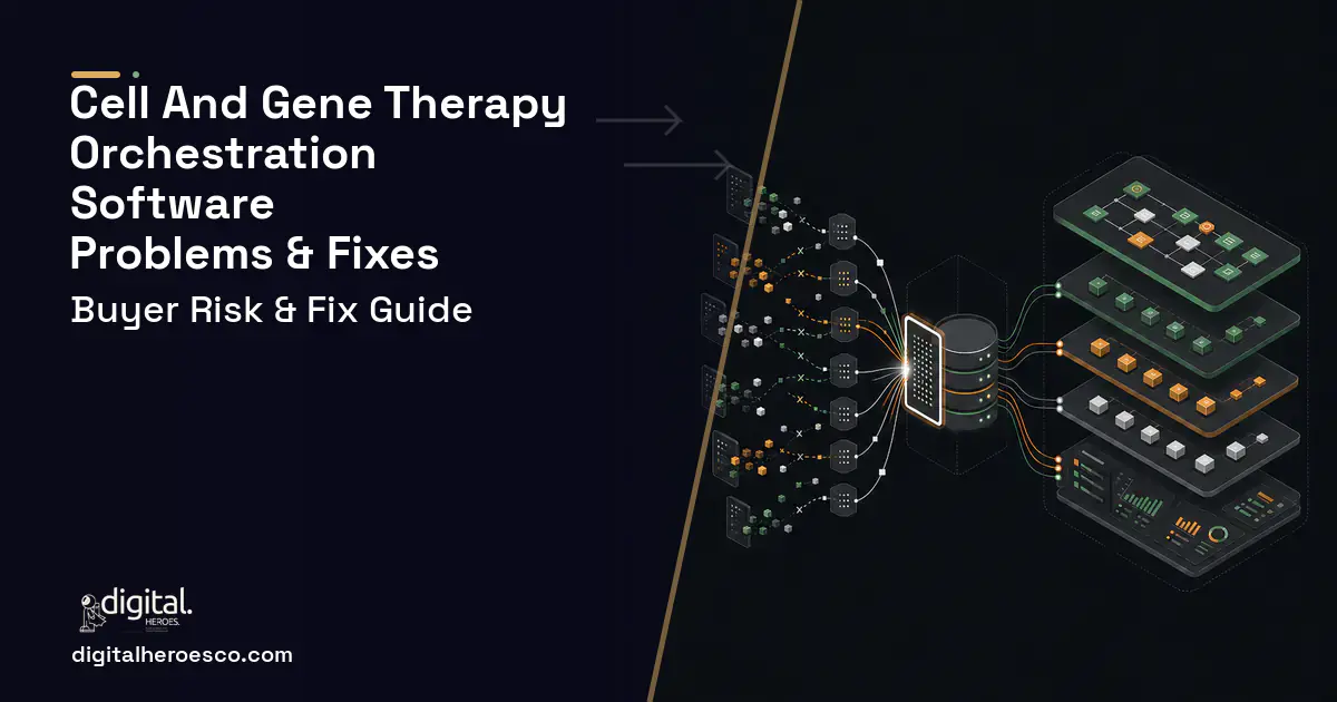 Cell AND Gene Therapy Orchestration Software workflow illustration showing common problems and fixes.