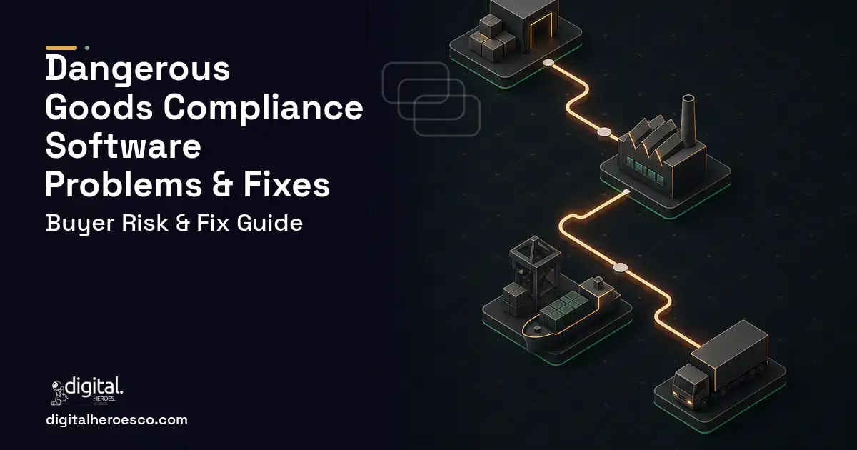 Dangerous Goods Compliance Software software overview illustration showing common problems and fixes.