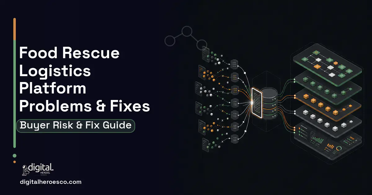 Food Rescue Logistics Platform workflow illustration showing common problems and fixes.