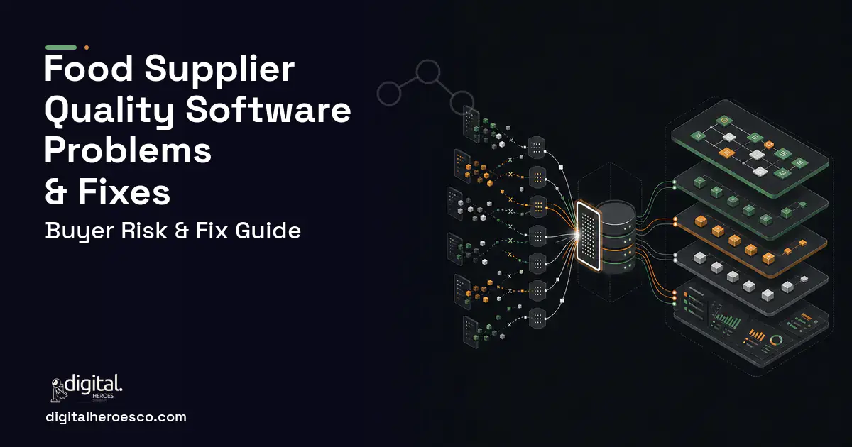 Food Supplier Quality Software workflow illustration showing common problems and fixes.