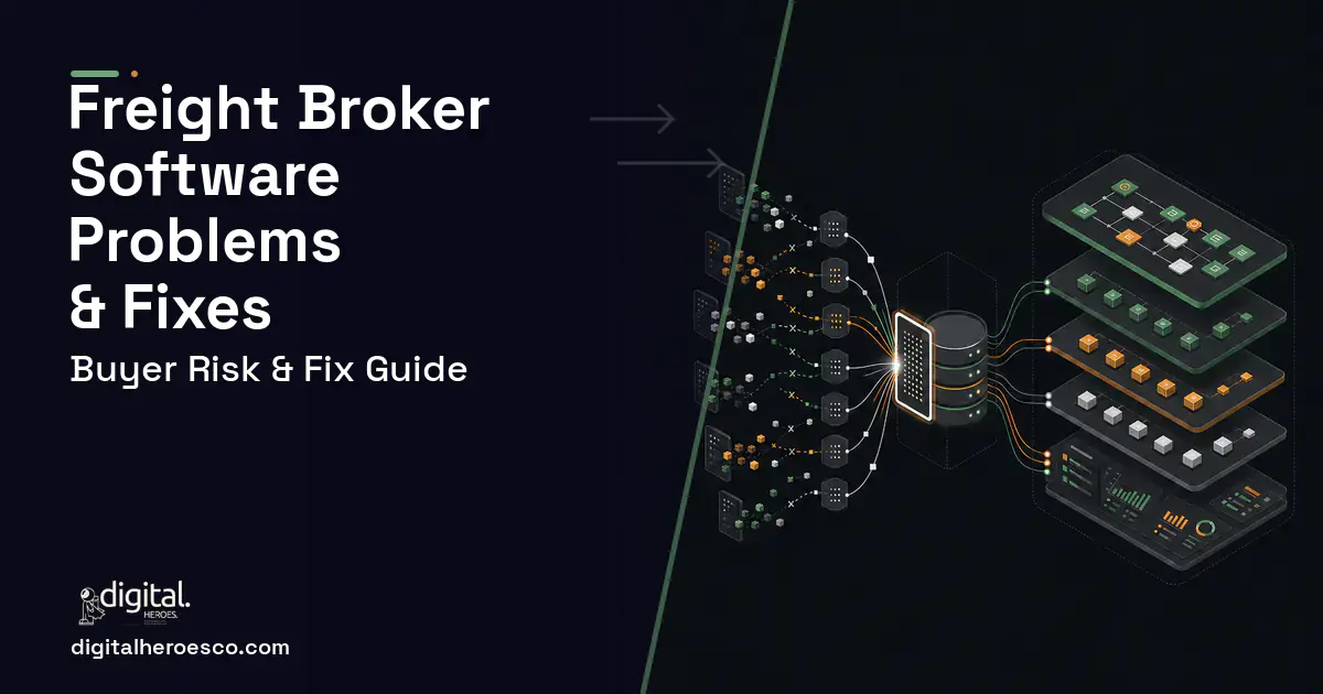 Freight Broker Software workflow illustration showing common problems and fixes.