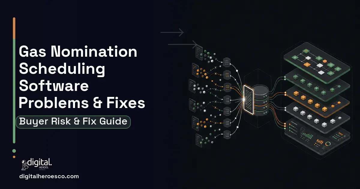 GAS Nomination Scheduling Software workflow illustration showing common problems and fixes.
