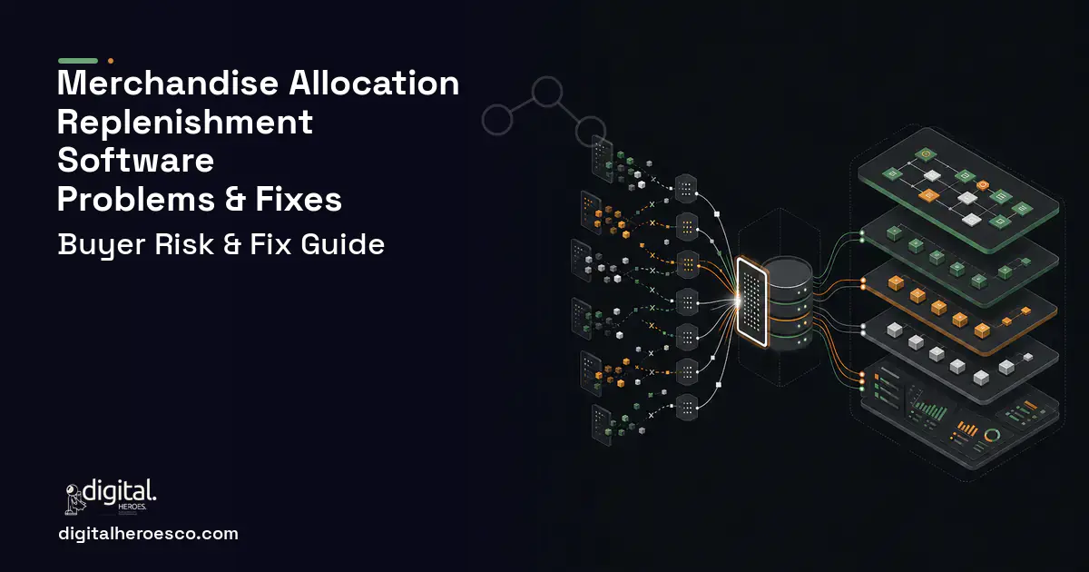 Merchandise Allocation Replenishment Software workflow illustration showing common problems and fixes.