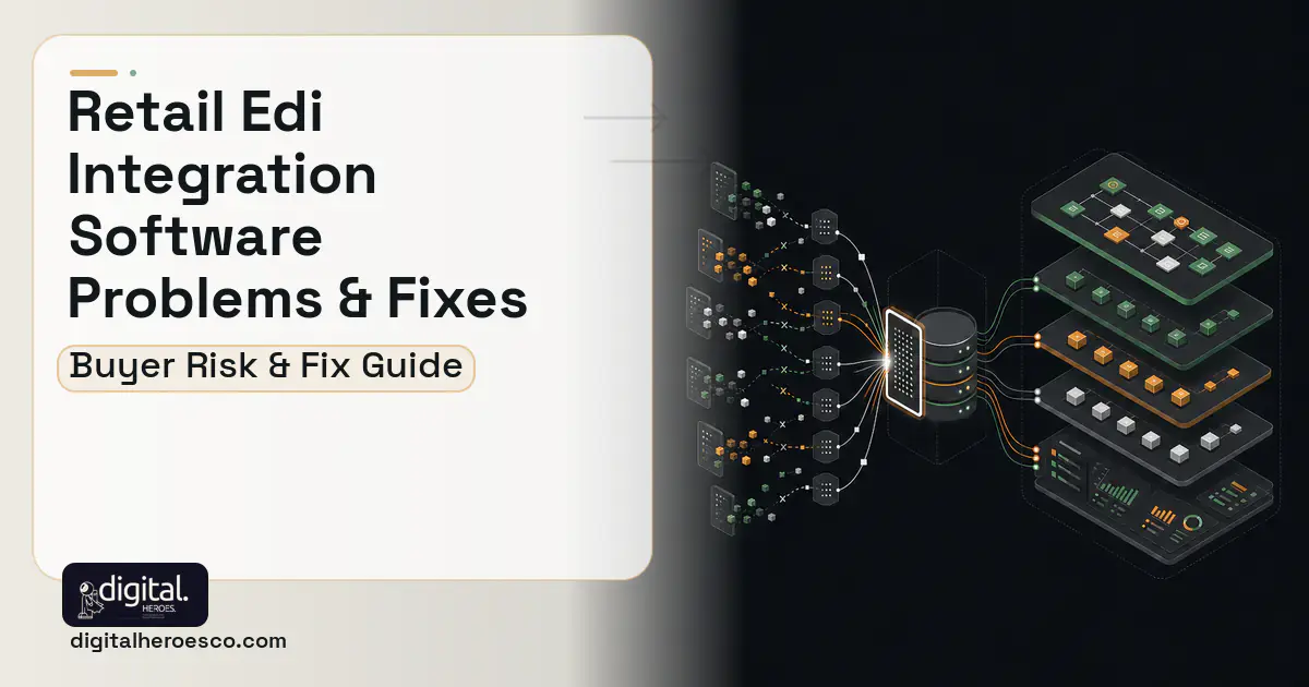 Retail EDI Integration Software workflow illustration showing common problems and fixes.