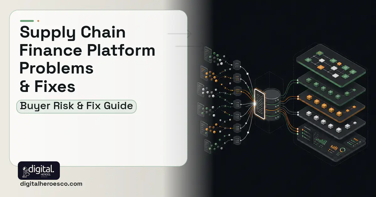 Supply Chain Finance Platform workflow illustration showing common problems and fixes.