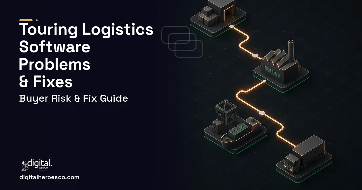 Touring Logistics Software software overview illustration showing common problems and fixes.