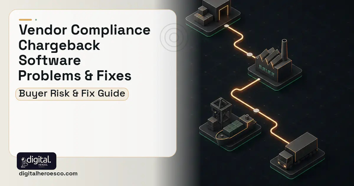 Vendor Compliance Chargeback Software software overview illustration showing common problems and fixes.