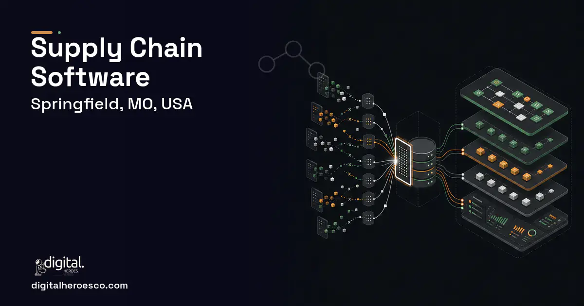 Supply Chain Software workflow illustration for Springfield, MO, USA.