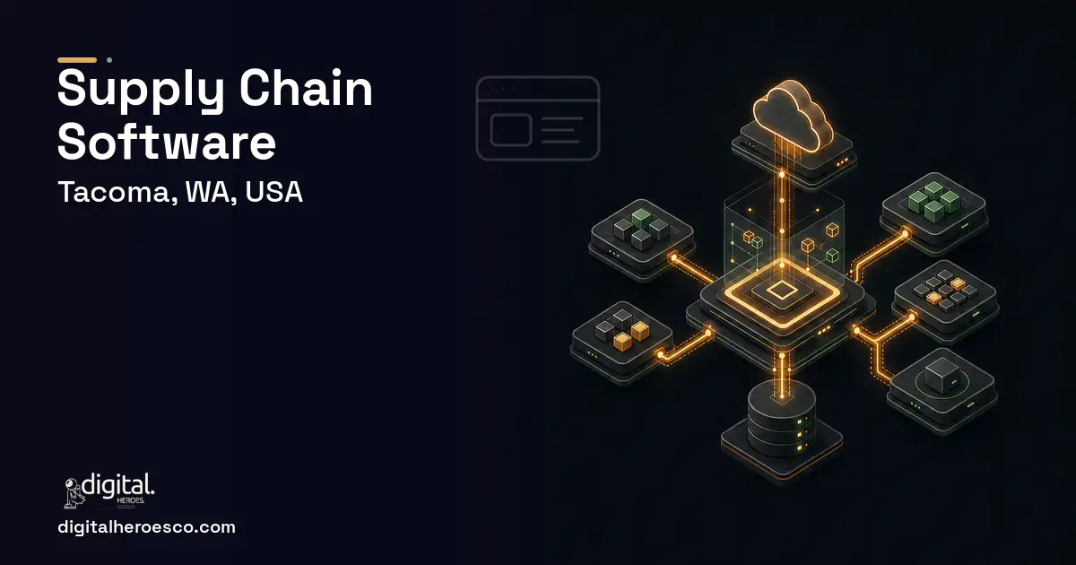 Supply Chain Software product interface illustration for Tacoma, WA, USA.