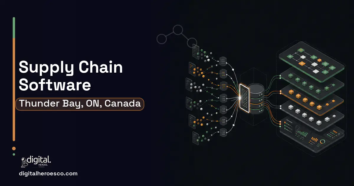 Supply Chain Software workflow illustration for Thunder Bay, ON, Canada.