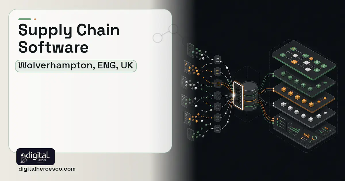 Supply Chain Software workflow illustration for Wolverhampton, ENG, UK.