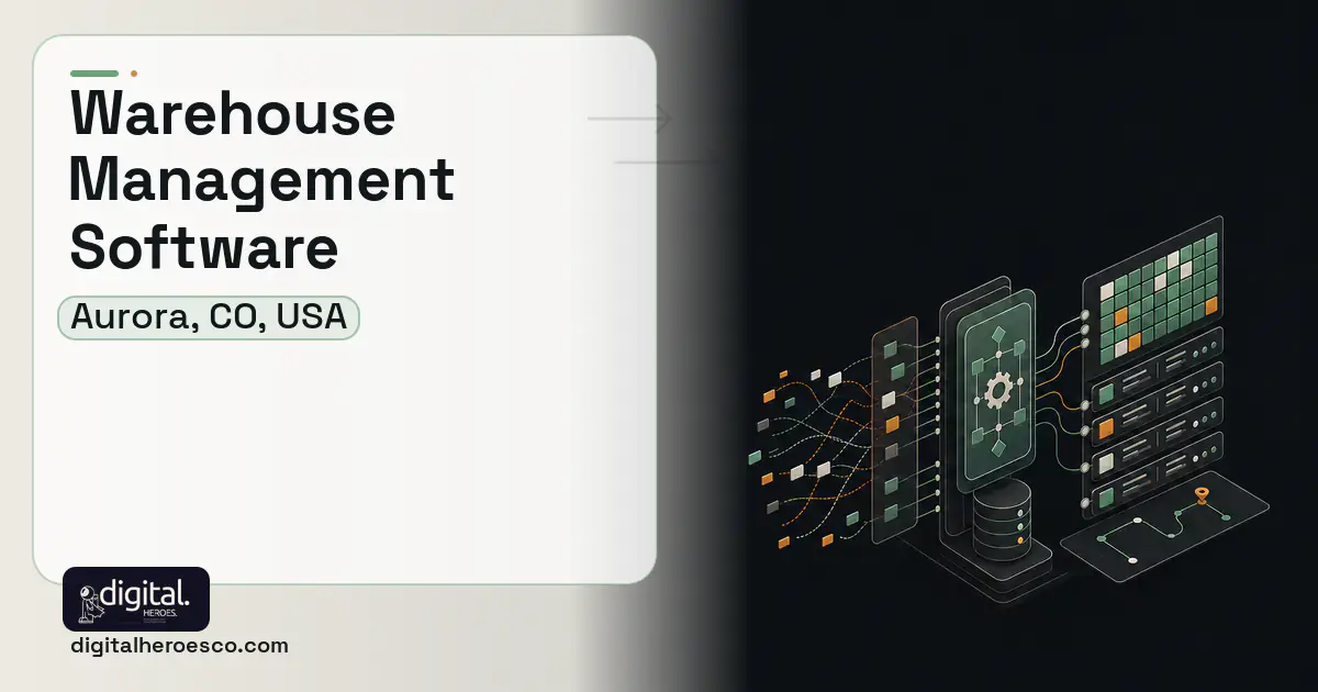 Warehouse Management Software workflow illustration for Aurora, CO, USA.