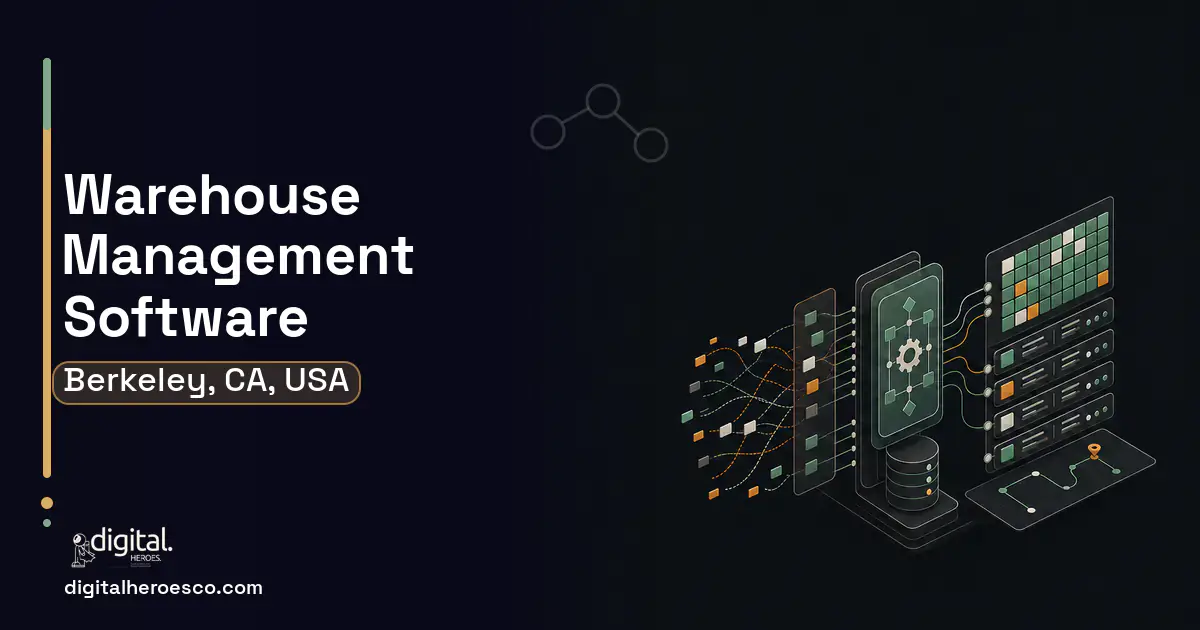 Warehouse Management Software workflow illustration for Berkeley, CA, USA.