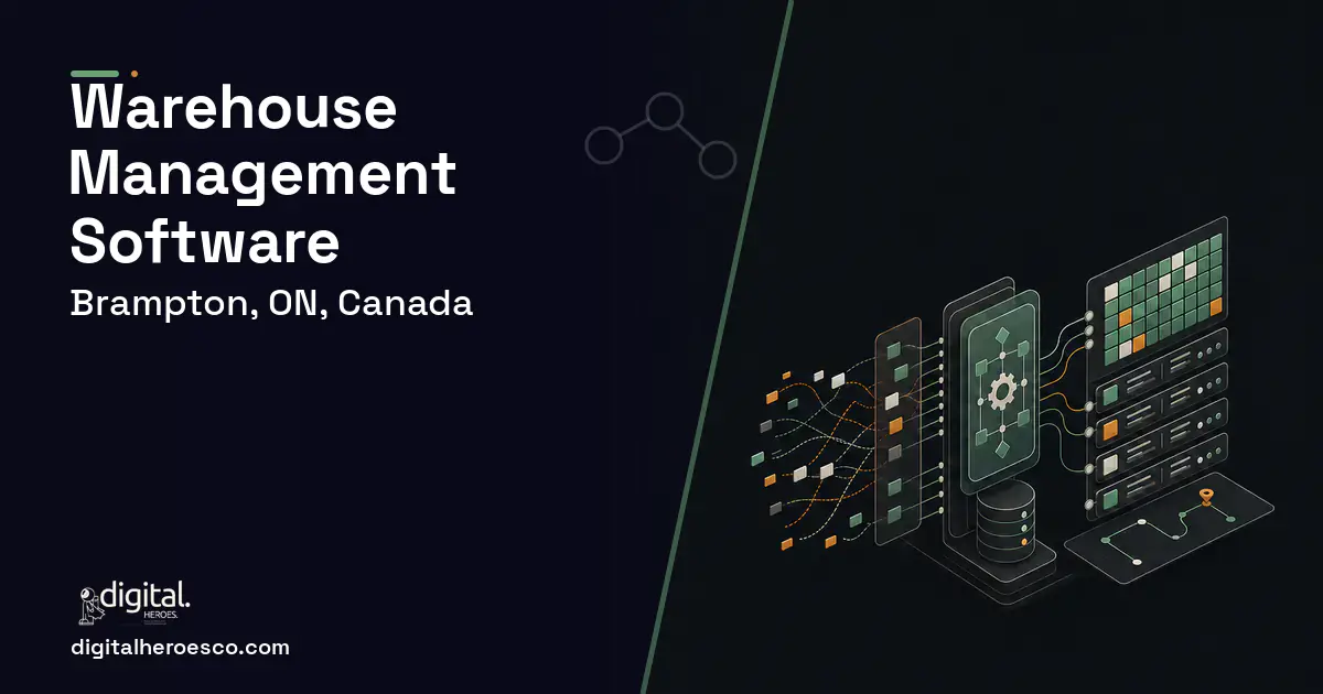 Warehouse Management Software workflow illustration for Brampton, ON, Canada.