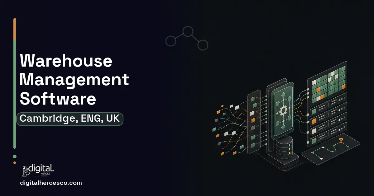 Warehouse Management Software workflow illustration for Cambridge, ENG, UK.