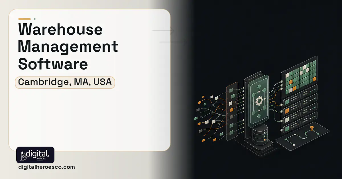 Warehouse Management Software workflow illustration for Cambridge, MA, USA.