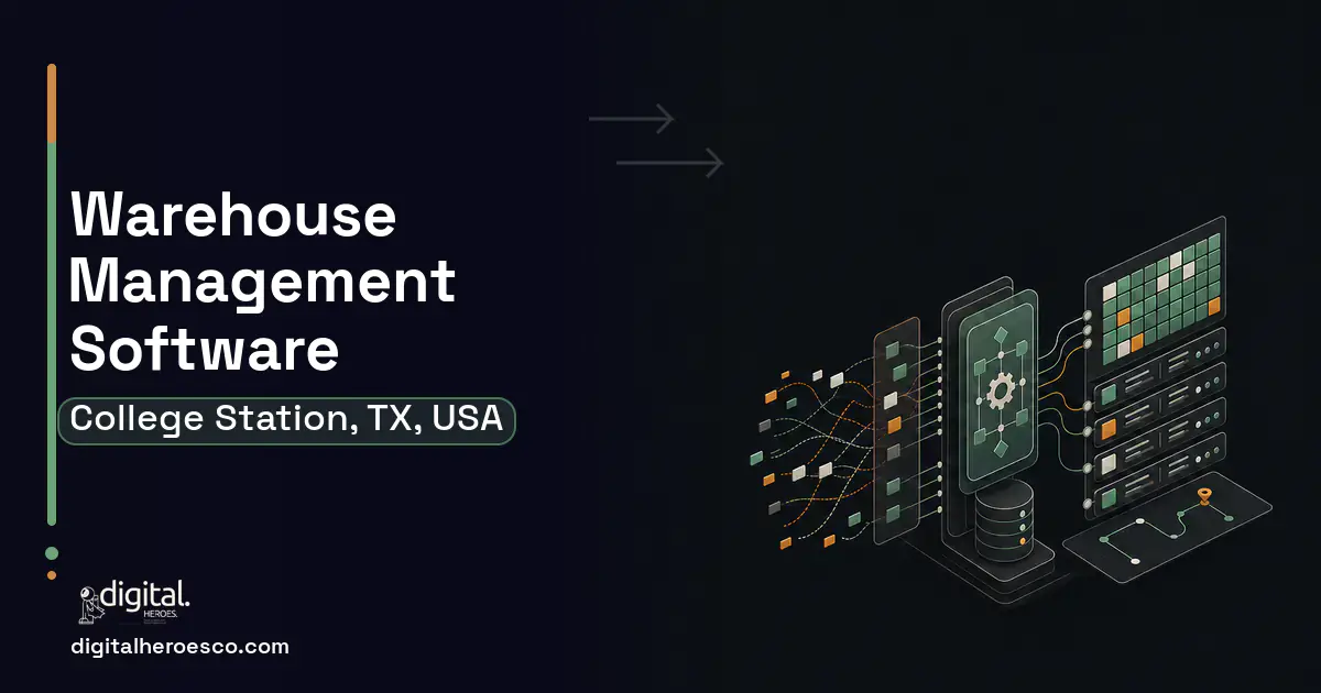 Warehouse Management Software workflow illustration for College Station, TX, USA.